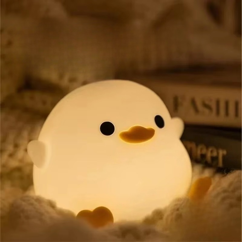 Floating Nightstand With Led Light - Cute Duck Cartoon Animals Silicone Lamp
