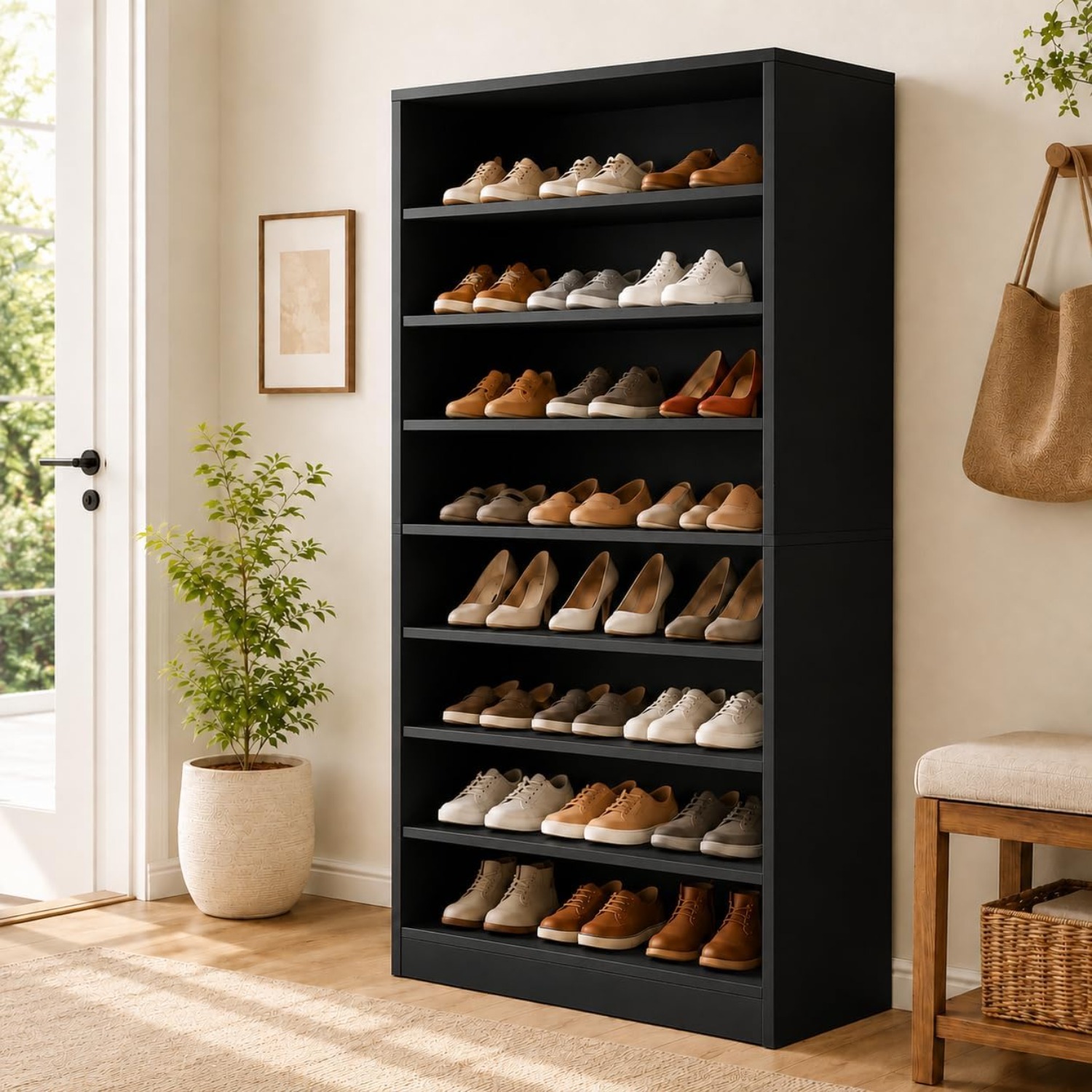 Shoe Rack Cabinet Narrow Entryway - 9-Tier Tall Shoe Rack Cabinet for