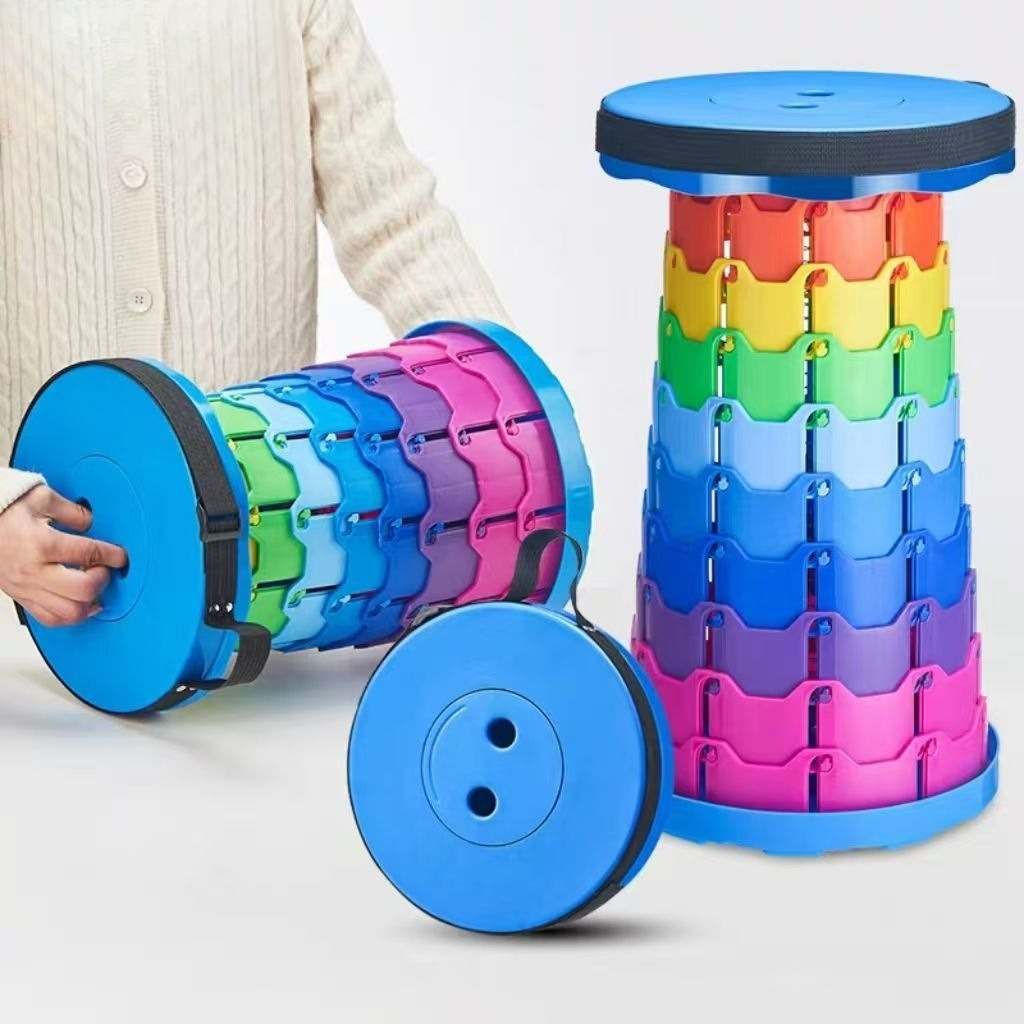 Outdoor Furniture - Rainbow Telescopic Camping Stool Portable Thickened