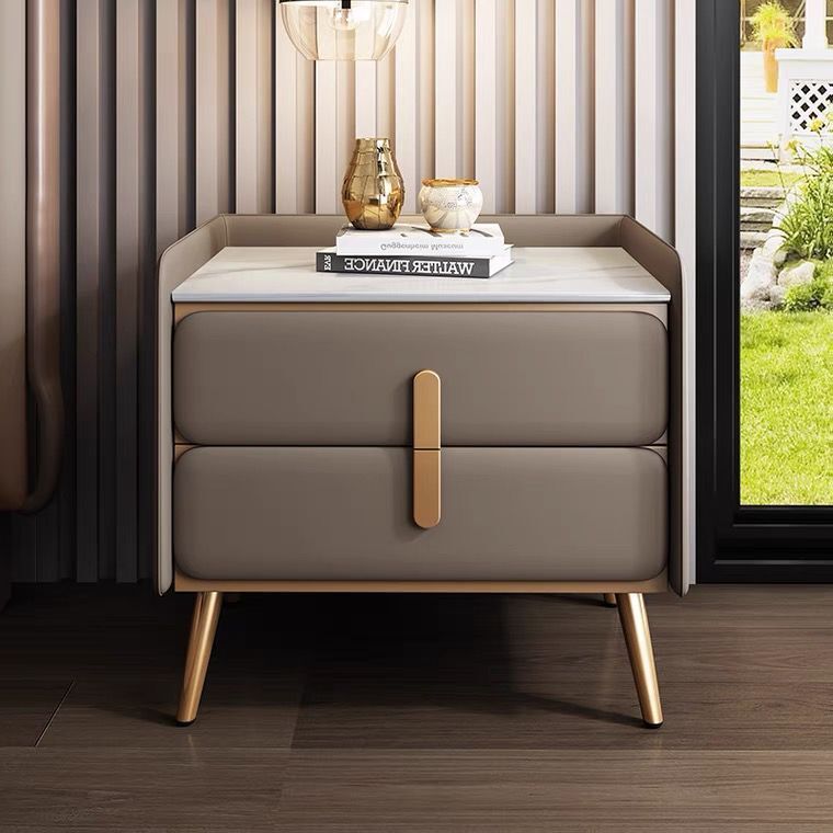 AOLIVIYA Cream Rock Slab Night - đánh giá và giá Solid Wood Nightstand 2 Drawers