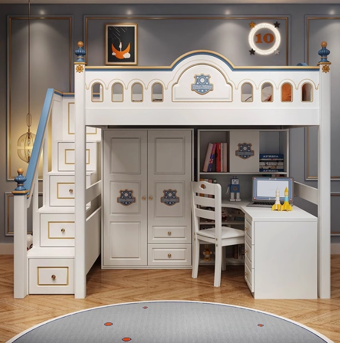 ！@Kids Princess Room Wood Cast - đánh giá và giá Bunk Bed With Stairs And Slide