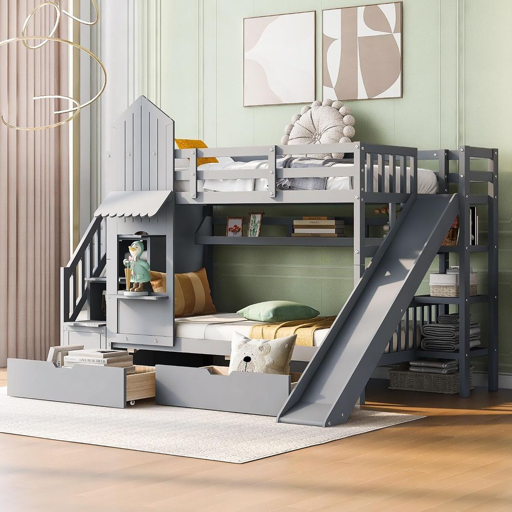 emave Kids Bunk Bed with Stair - đánh giá và giá Bunk Bed With Stairs And Slide