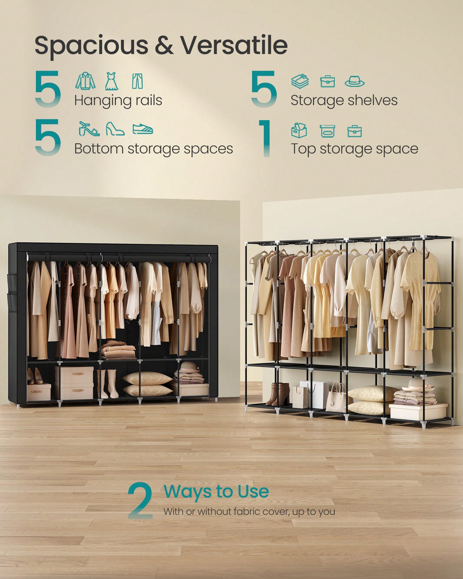 83 Inch Extra Large Portable C - đánh giá và giá Wardrobe Closet Portable Fabric Cover