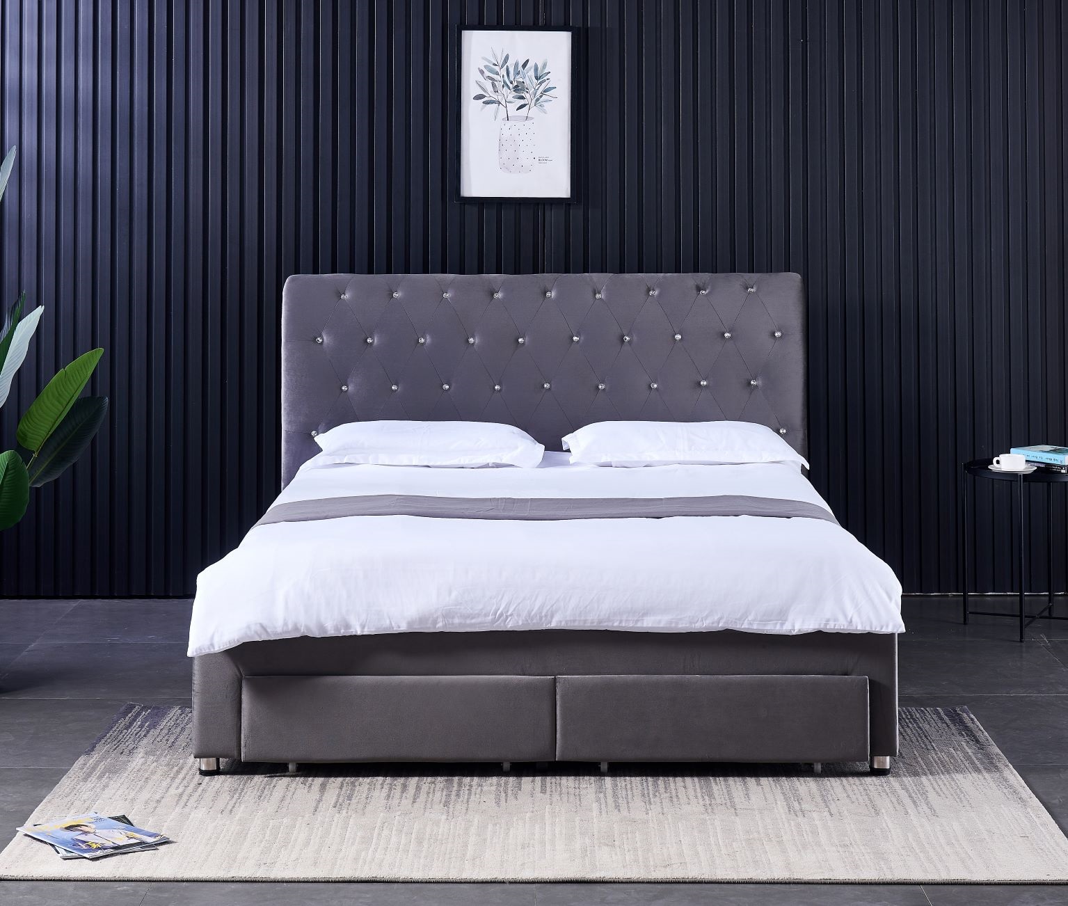 Modern  Double Bed Frame with  - đánh giá và giá King Size Bed Frame With Storage Drawers