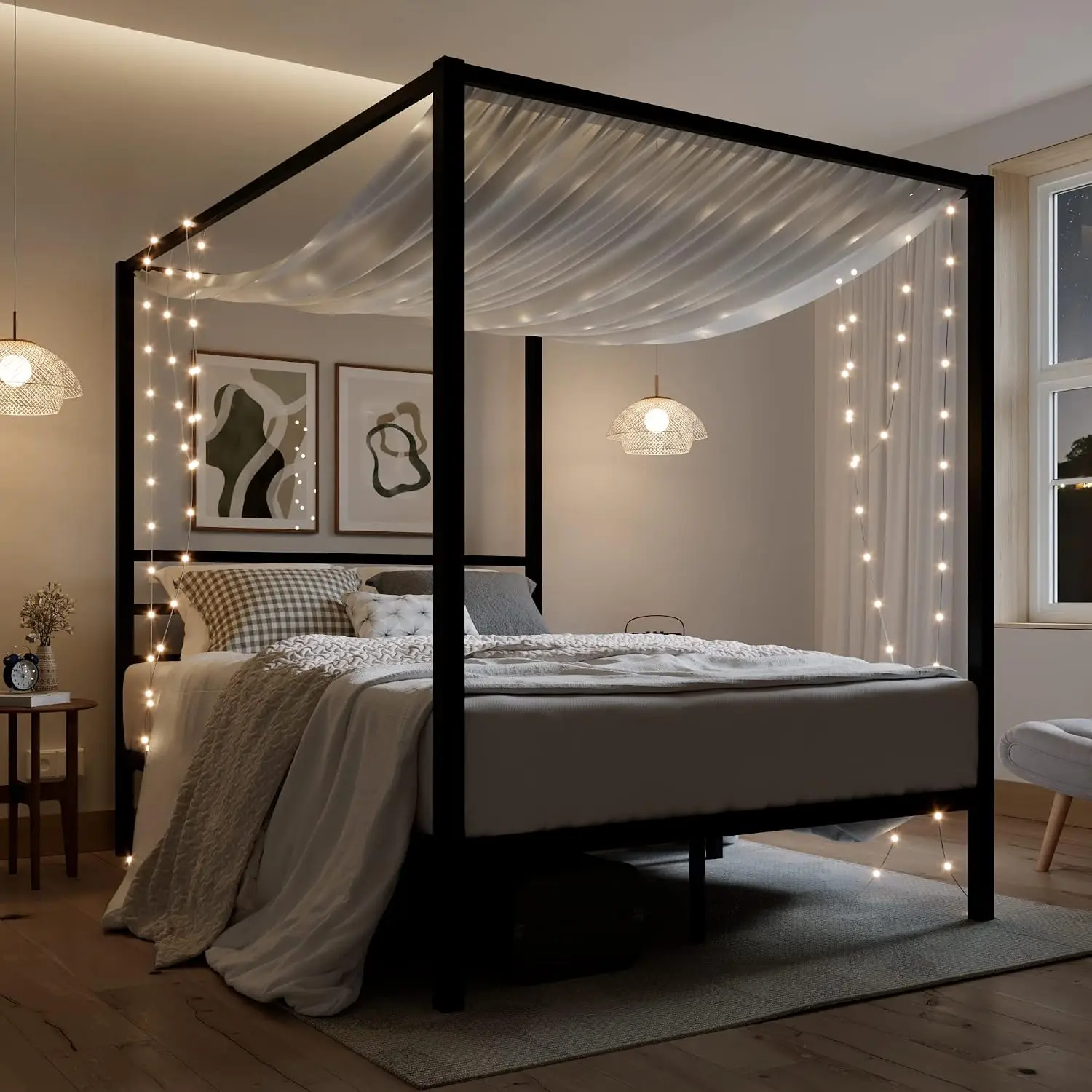 Queen Size Metal Canopy Bed Fr - đánh giá và giá Canopy Bed Frame Metal Queen