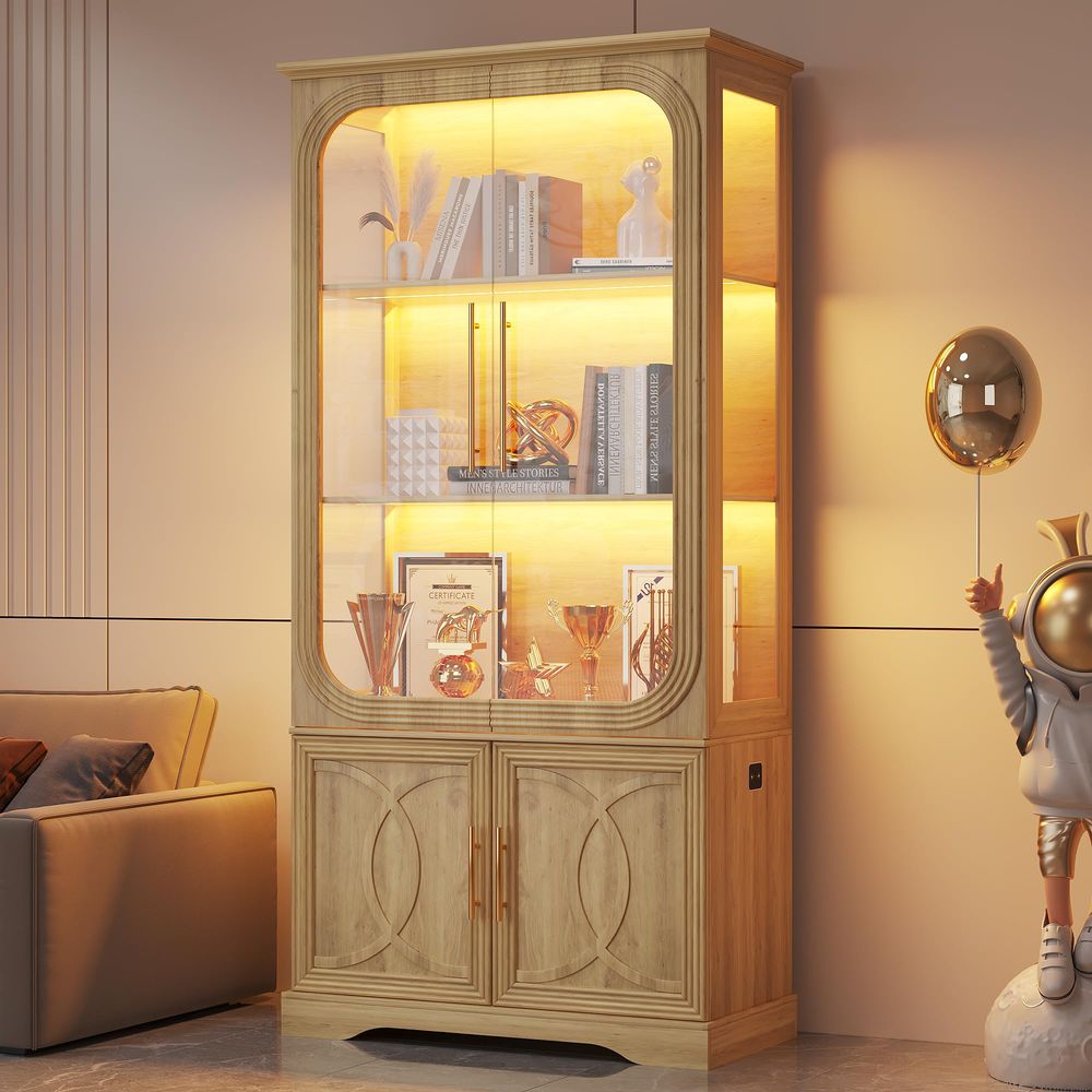 Display Cabinet with Glass Doo - đánh giá và giá Storage