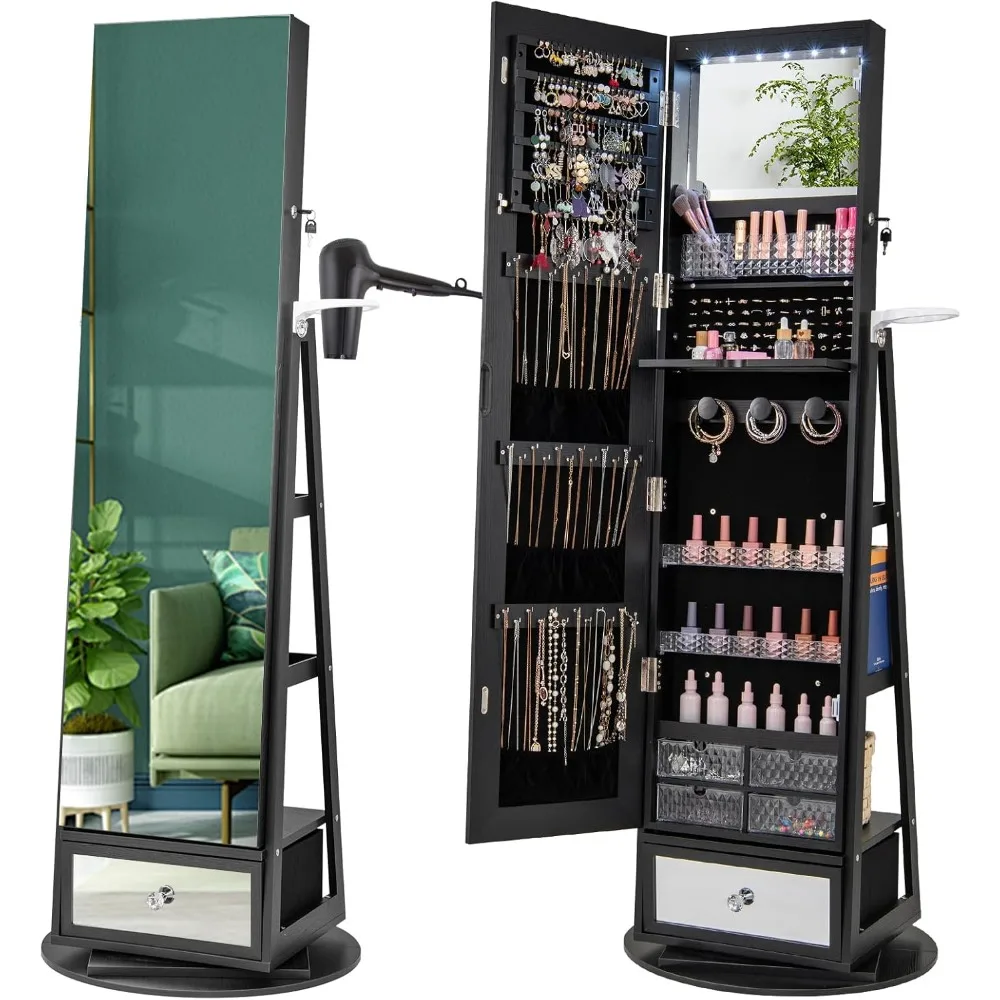 360° Swivel Jewelry Cabinet Ar - đánh giá và giá Full Length Mirror Jewelry Armoire