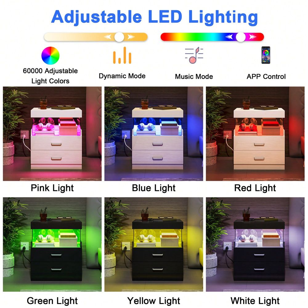 Black LED End Table Nightstand - đánh giá và giá Floating Nightstand With Led Light