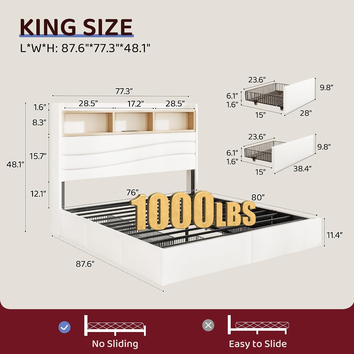 King Size Bed Frame with 6 Sto - đánh giá và giá King Size Bed Frame With Storage Drawers