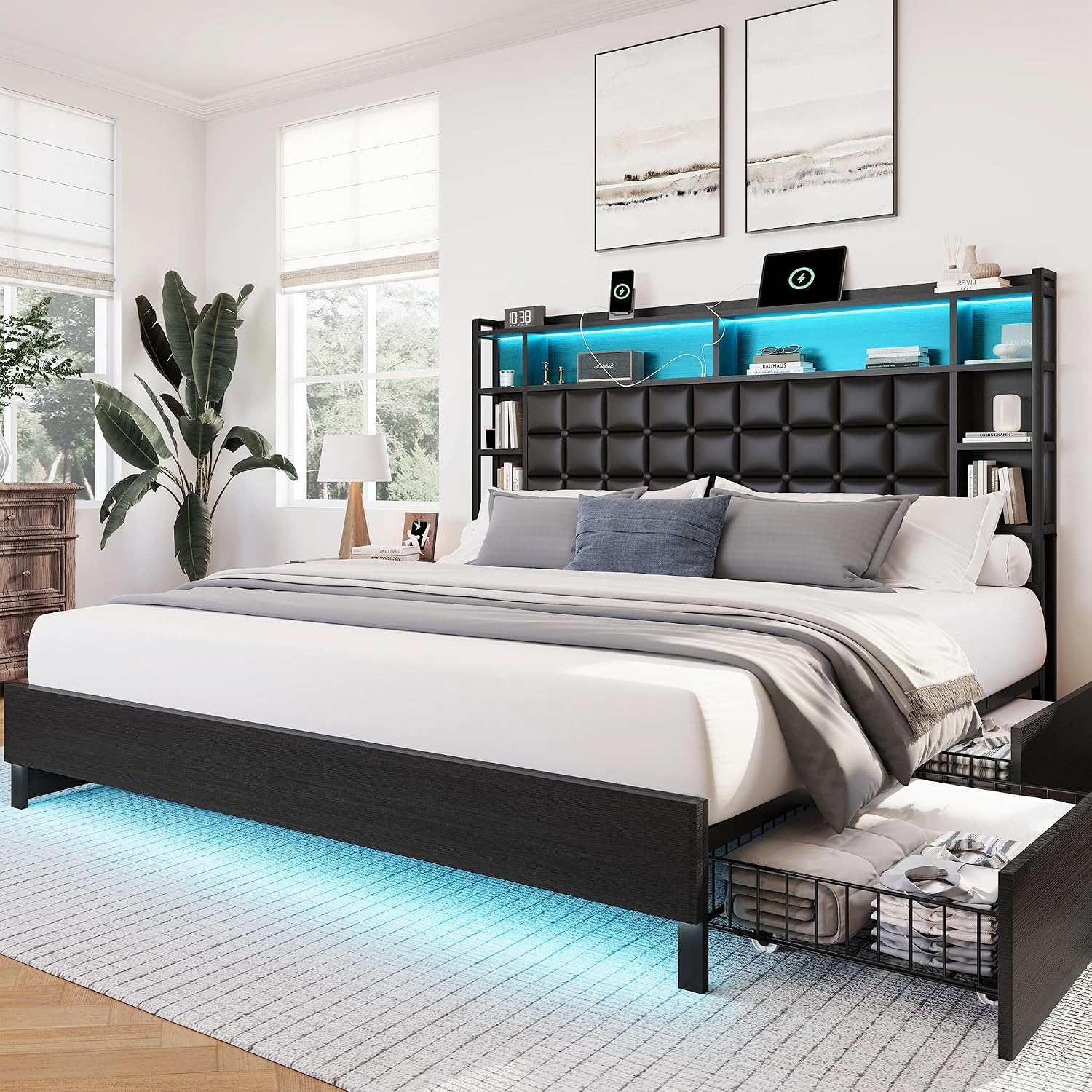 King Size Wooden Bed Frame wit - đánh giá và giá King Size Bed Frame With Storage Drawers
