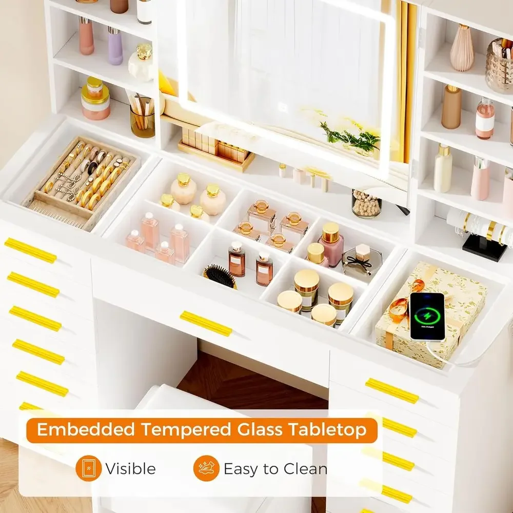 LED Lighted Mirror Vanity Desk - đánh giá và giá Dressing Table Vanity With Lighted Mirror