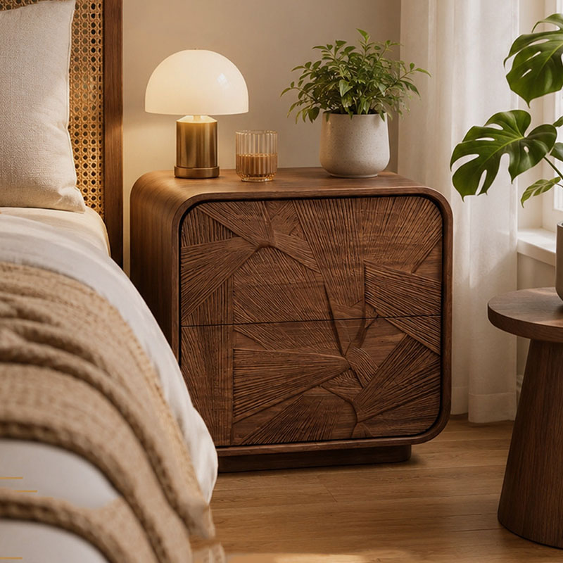 Drawers Wood Nightstand Storag - đánh giá và giá Solid Wood Nightstand 2 Drawers