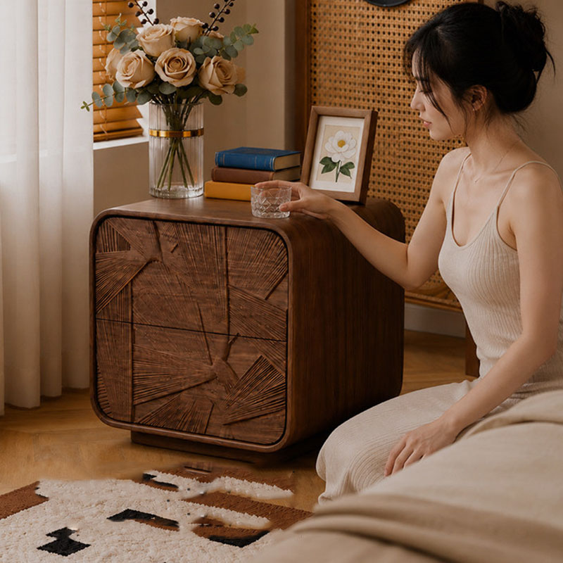 Drawers Wood Nightstand Storag - đánh giá và giá Solid Wood Nightstand 2 Drawers