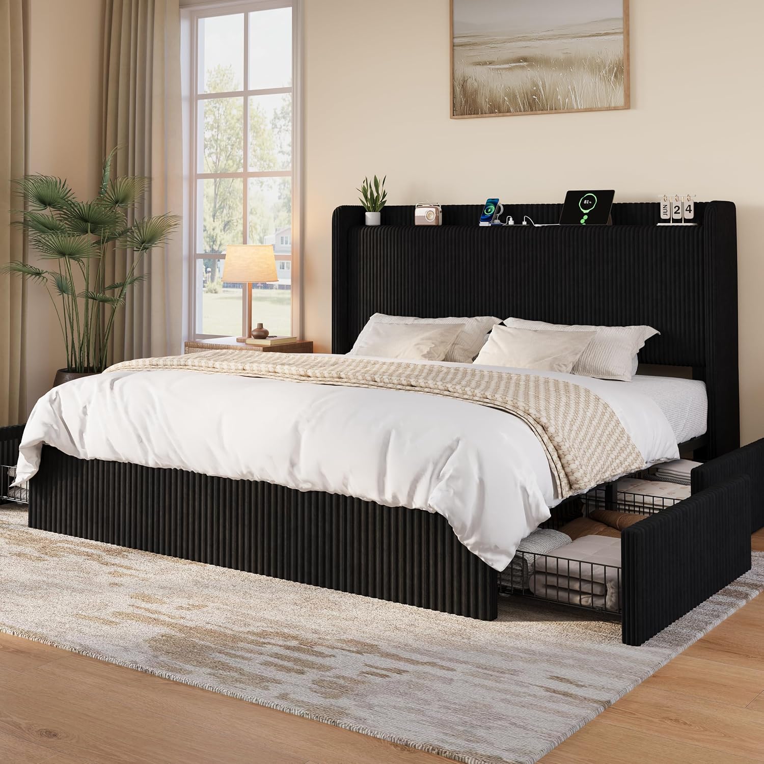 King Size Bed Frame with 4 Ove - đánh giá và giá King Size Bed Frame With Storage Drawers