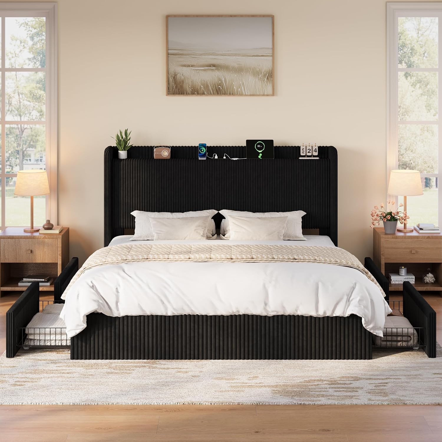 King Size Bed Frame with 4 Ove - đánh giá và giá King Size Bed Frame With Storage Drawers