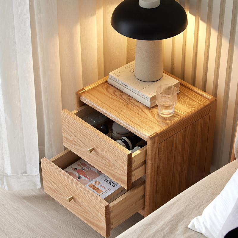 Solid Oak Wood Bedroom Furnitu - đánh giá và giá Solid Wood Nightstand 2 Drawers