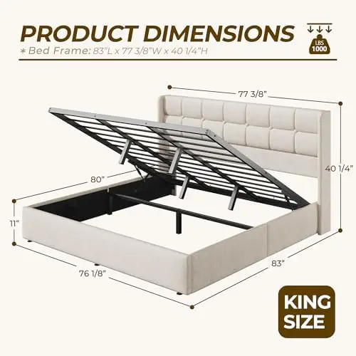 King Size Lift Up Storage Bed  - đánh giá và giá Gas Lift Storage Bed Hydraulic
