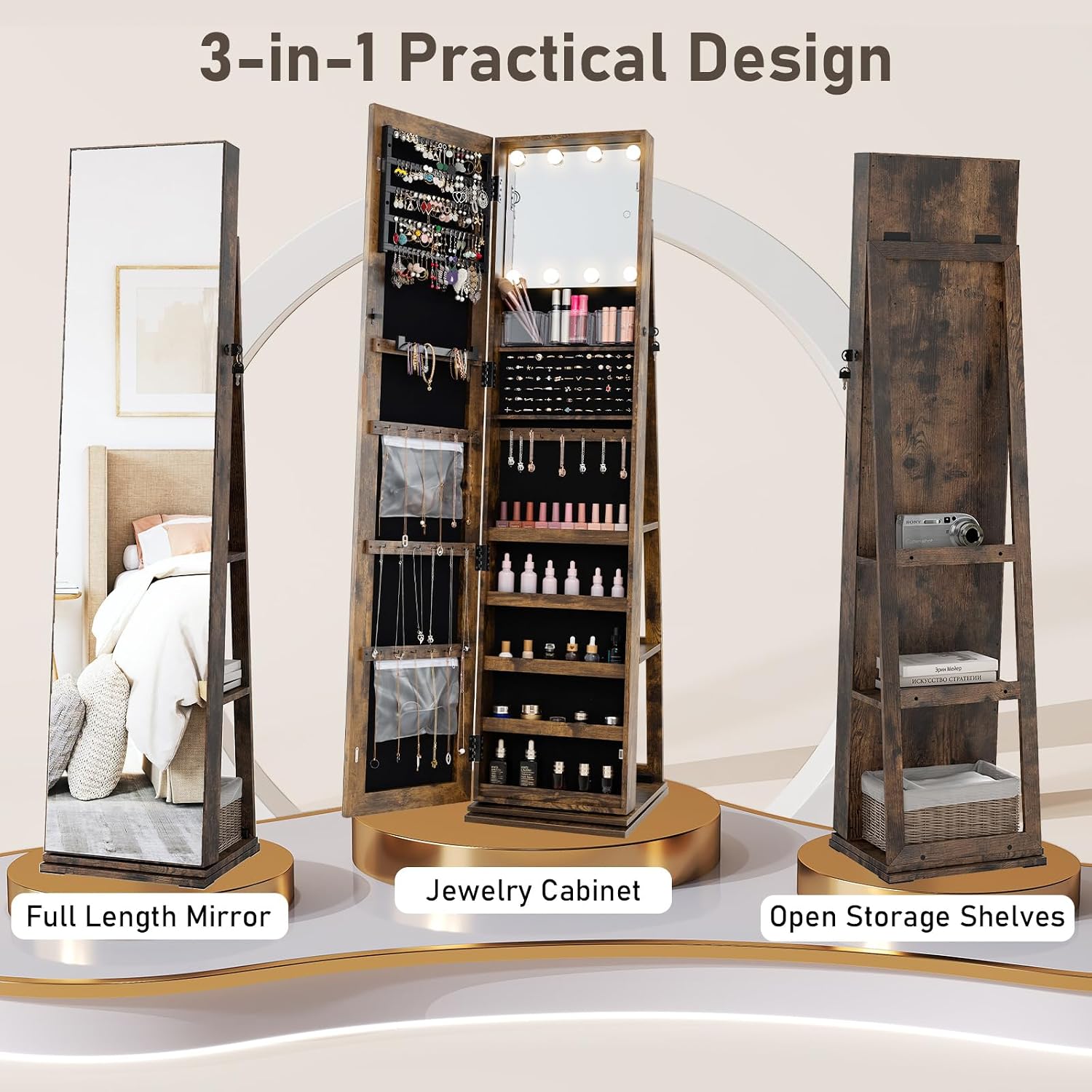 Swivel Jewelry Armoire Full Le - đánh giá và giá Full Length Mirror Jewelry Armoire