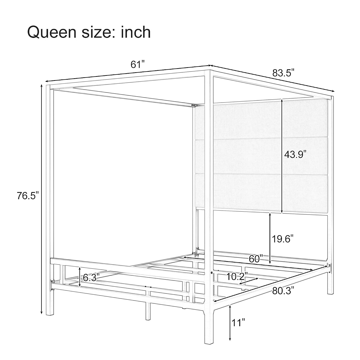 Queen Canopy Bed Frame Metal 4 - đánh giá và giá Canopy Bed Frame Metal Queen