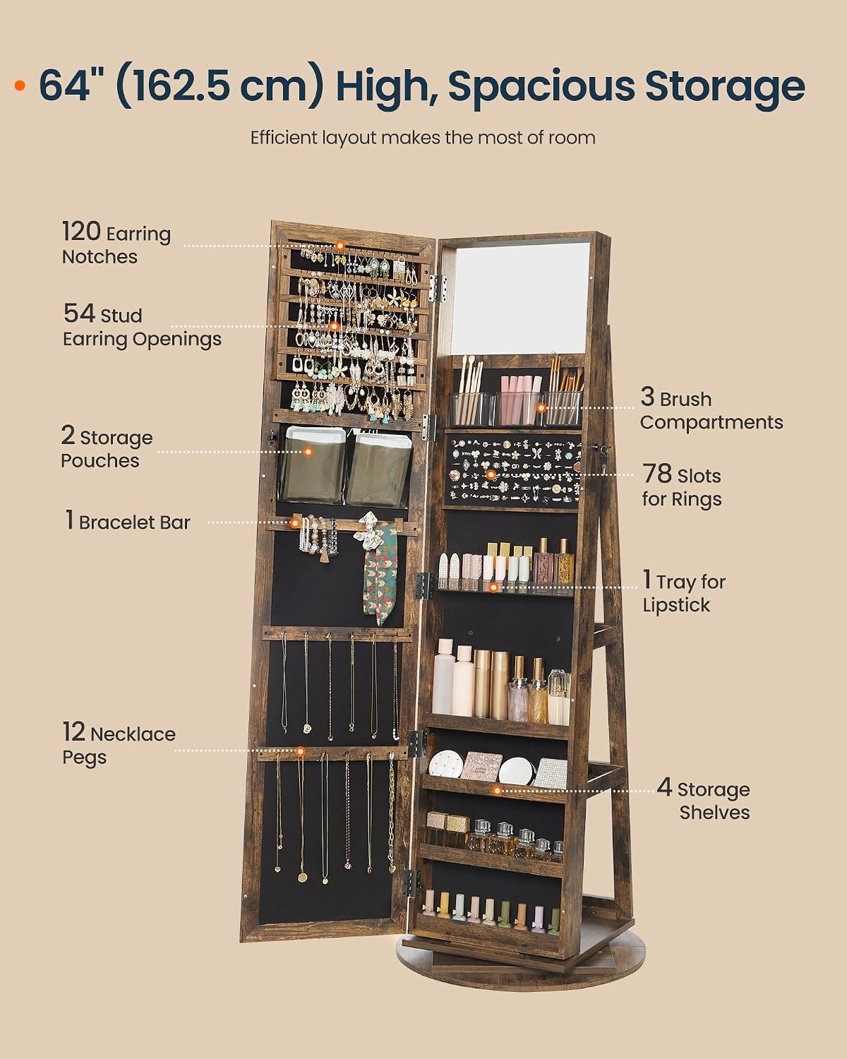 Standing Jewelry Cabinet, Full - đánh giá và giá Full Length Mirror Jewelry Armoire