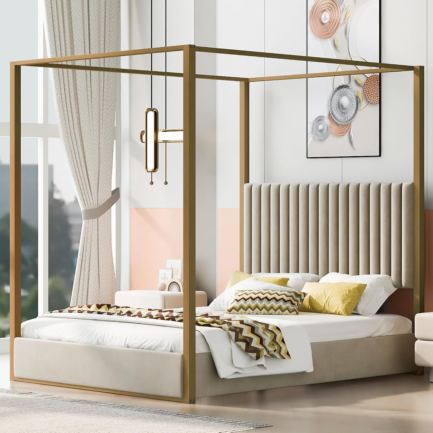 Modern Canopy Platform Bed Que - đánh giá và giá Canopy Bed Frame Metal Queen