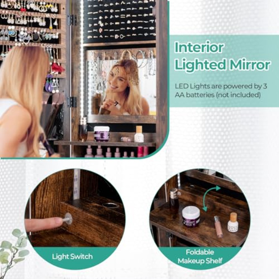 47 LED Jewelry Armoire for bed - đánh giá và giá Full Length Mirror Jewelry Armoire