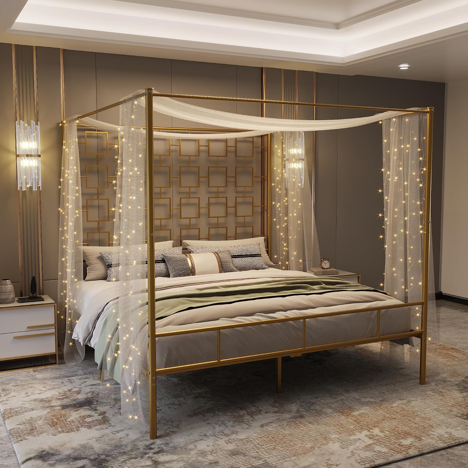 Queen Canopy Bed Frame Metal F - đánh giá và giá Canopy Bed Frame Metal Queen