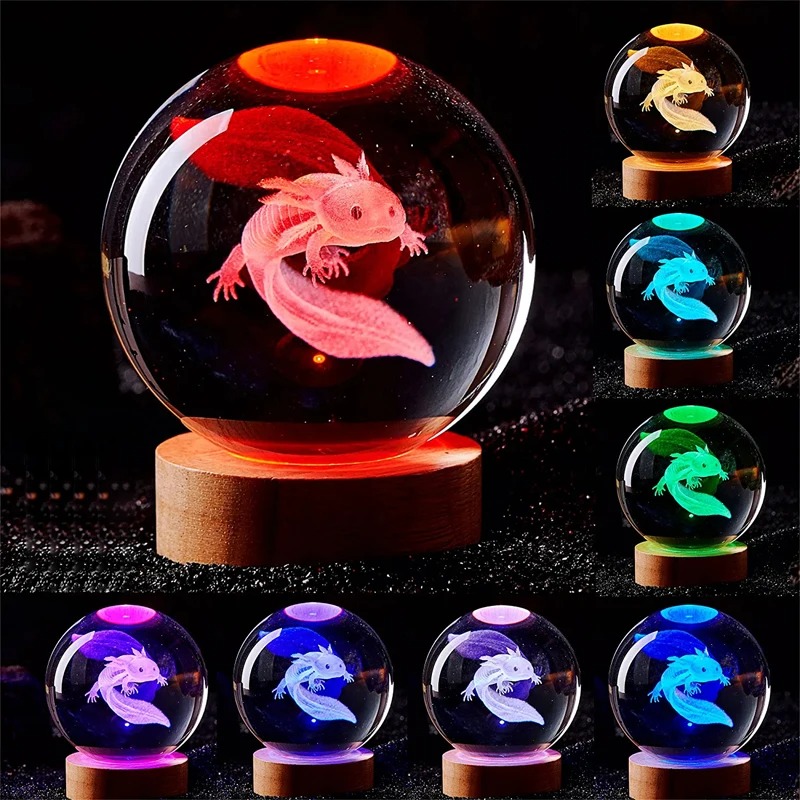 3D Axolotl Laser Engraved Crys - đánh giá và giá Floating Nightstand With Led Light